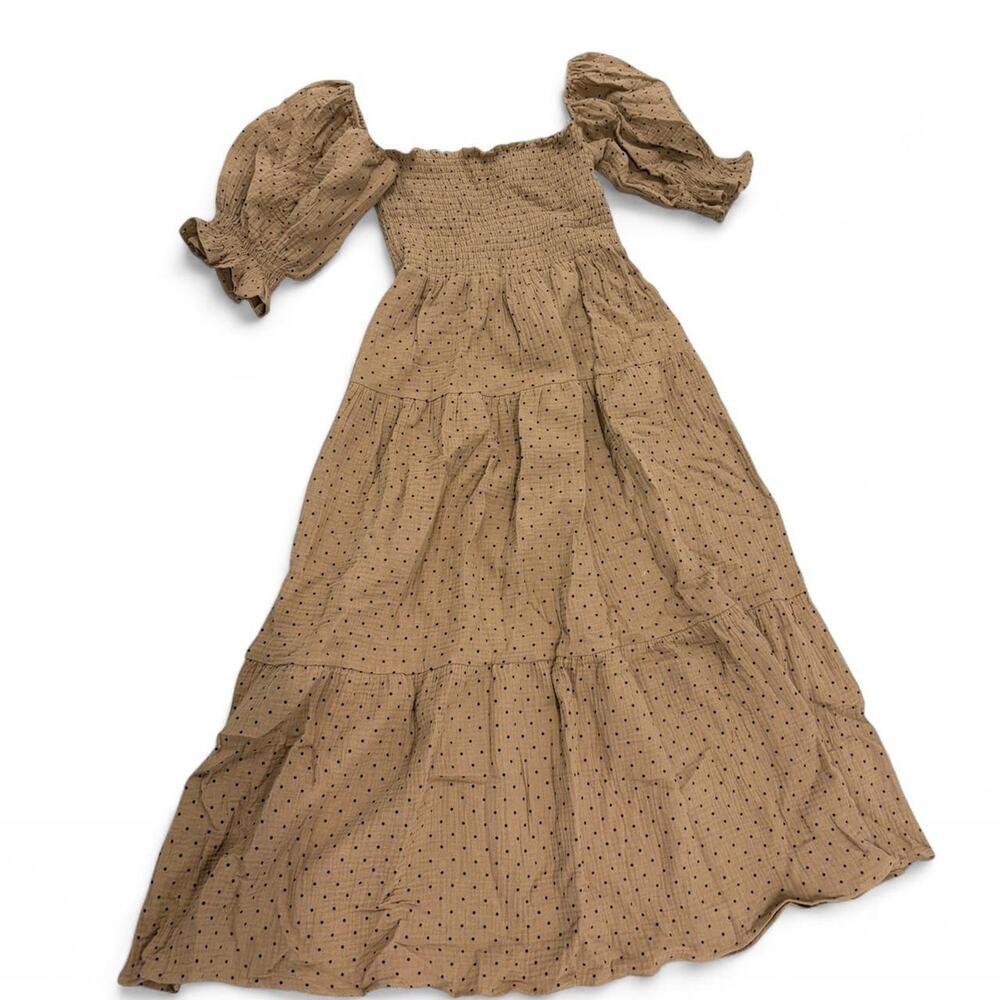 Revolve OPT gauzy cotton brown polka dot maxi dress XS - Picture 2 of 6